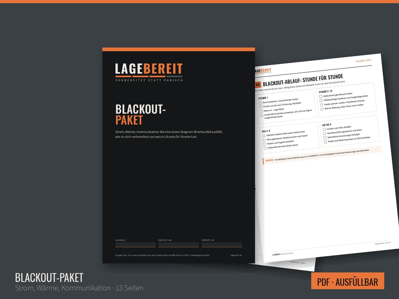 Vorschau: LAGEBEREIT Blackout-Paket – Titelseite und Innenseiten