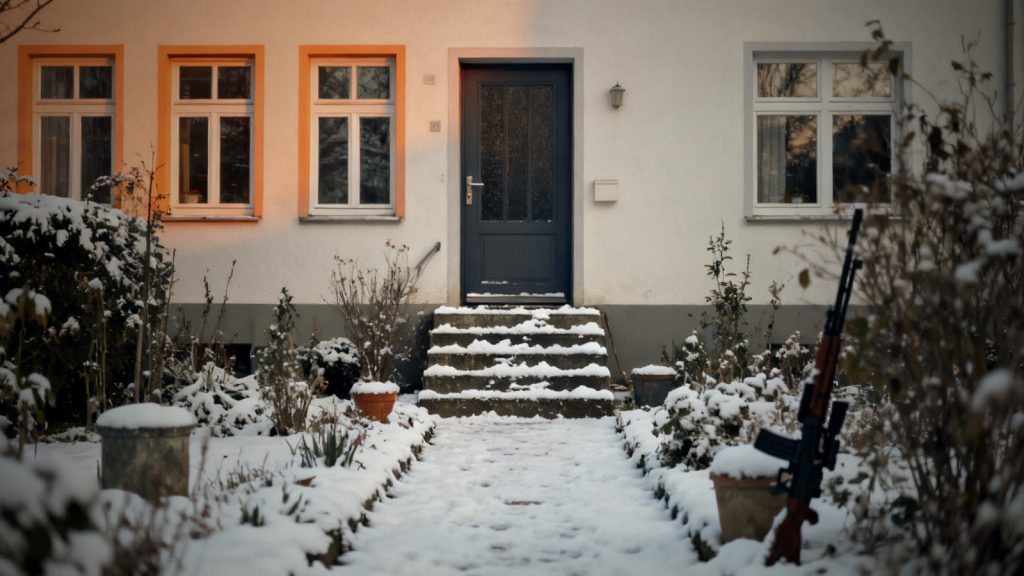 Verschneiter Weg zur Haustür: Beim Haus winterfest machen gehört Vorsicht bei Glätte dazu