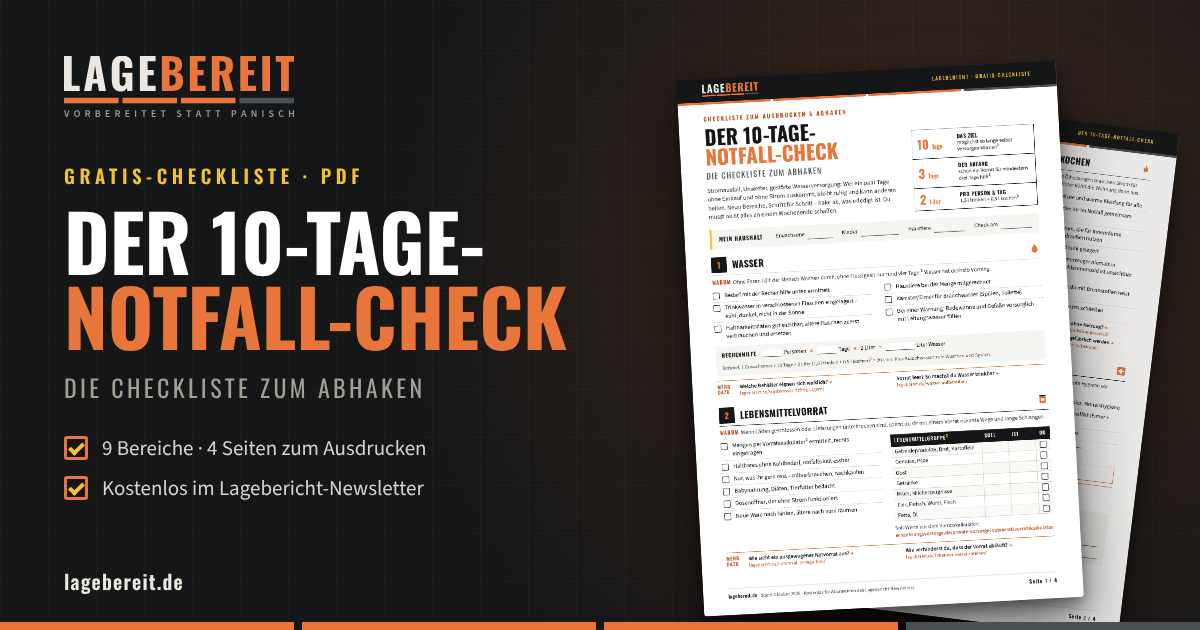 Vorschau: Der 10-Tage-Notfall-Check von LAGEBEREIT – Checkliste zum Abhaken